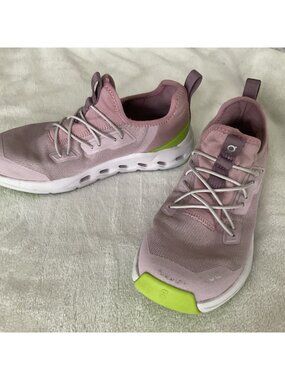 On Cloud Cloudleap Running Shoes Kids Size K 2 Mauve/Kiwi Slip On Sneakers